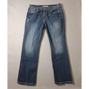 BKE Drew Jeans Womens 31X29.5 Blue Denim Boot Cut Low Rise Distressed Buckle Y2K